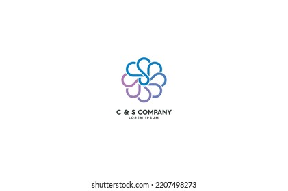 Letter C and S design symbols form a flower. Modern and dynamic logo vector illustration.