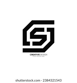 Letter c s j initial line art creative abstract corporate business monogram logo