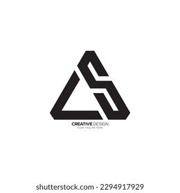 Letter C S or L S unique triangle shape modern monogram logo design