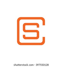 letter C and S monogram square shape logo orange
