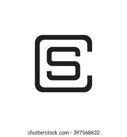 letter C and S monogram square shape logo black