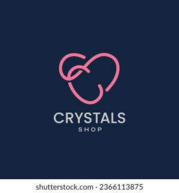 Letter C S or SC initial love heart simple line logo design vector icon illustration