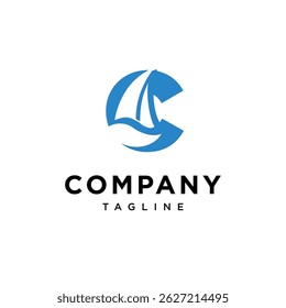 Letter C Sailing Boat Logo Icon Vector
