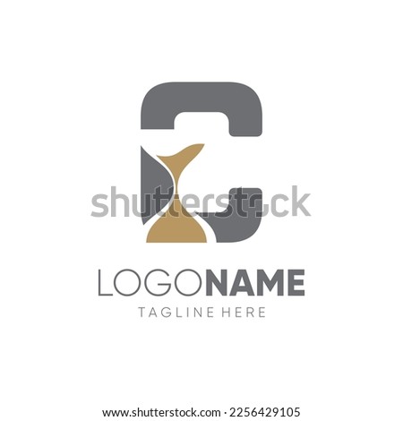 Letter C Sand Time Hourglass Logo Design Vector Icon Graphic Emblem Illustration