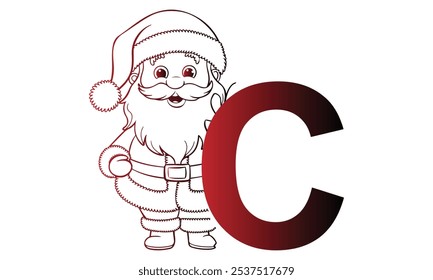 Buchstabe C mit Weihnachtsmann mit Alphabet. Charaktere mit lustigen Ausdrücken stellen verschiedene Posen. Es ist Vektorkunst, also ist es einfach zu bearbeiten.
