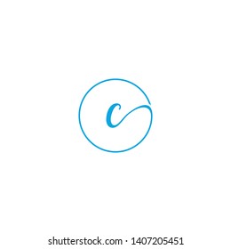 letter C script circle icon logo design concept