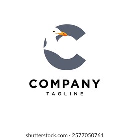 Letter C Seagull Logo Icon Vector