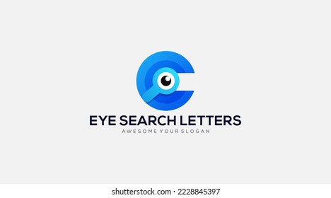 Letter c search eye vector logo design template