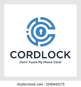 Letter C, Secure Logo With Key Hole Symbol.Cyber security logo icon vector.