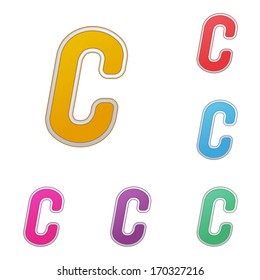 Letter C, set of colour variants, on a white background. Vector
