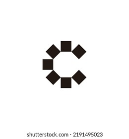 Letter C seven squares geometric symbol simple logo vector