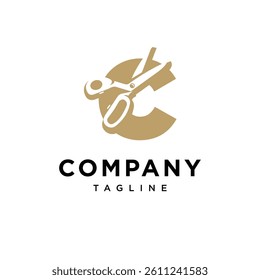 Letter C Sewing Scissors Logo Icon Vector