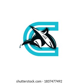 LETTER C SHARK logo vector illustrations