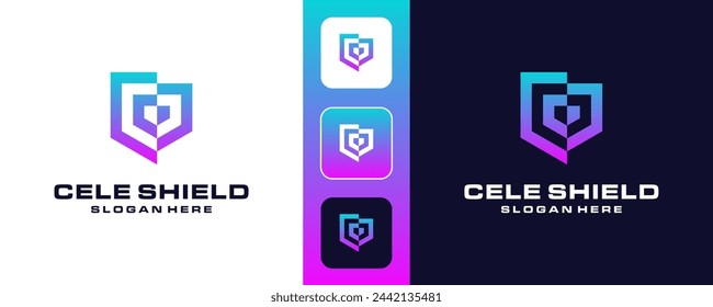 Letra C Shield Castle Logo Design Ilustración vectorial