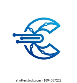 Letter C  Shield Digital Tech Logo Designs Vector Illustration