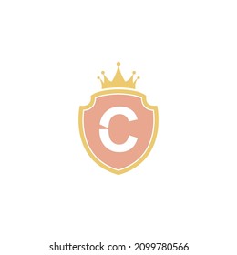 Buchstabe C mit Logo-Design des Schildes und Vektorgrafik
