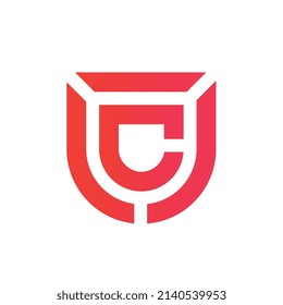 Letter C shield logo icon design, bold line style illustration
