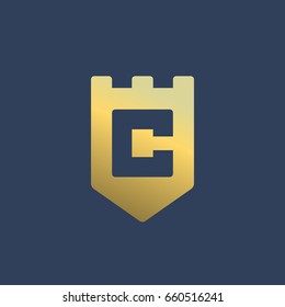 Letter C shield logo icon design template elements