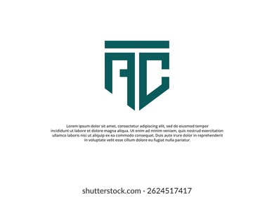 letra a c ou c um logotipo mínimo de escudo