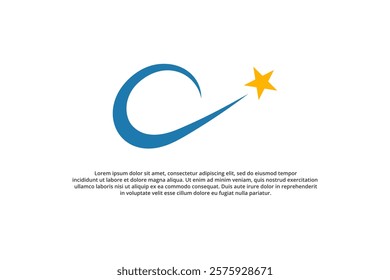 letter c and shooting star logo design