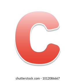 Letter C sign design template element. Vector. Reddish icon with white and gray shadow on white background. Isolated.