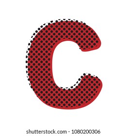 Letter C sign design template element. Vector. Brown icon with shifted black circle pattern as duplicate at white background. Isolated.