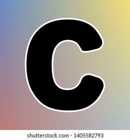 Letter C sign design template element. Black icon in white shell at pastel color background. Illustration.