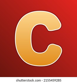 Letter C sign design template element. Golden gradient Icon with contours on redish Background. Illustration.