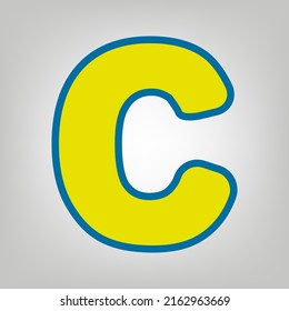 Letter C sign design template element. Icon in colors of Ukraine flag (yellow, blue) at gray Background. Illustration.