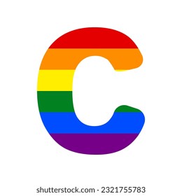 Letter C sign design template element. Rainbow gay LGBT rights colored Icon at white Background. Illustration.