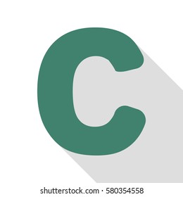 Letter C sign design template element. Veridian icon with flat style shadow path.