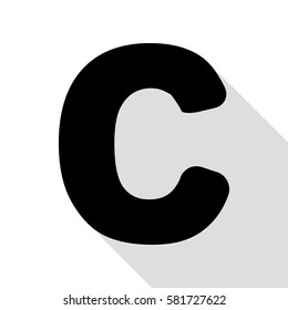 Letter C sign design template element. Black icon with flat style shadow path.