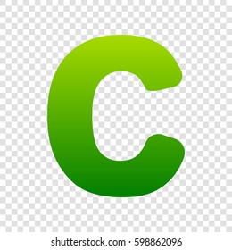 Letter C sign design template element. Vector. Green gradient icon on transparent background.