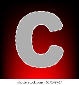 Letter C sign design template element. Postage stam or old photo style on red-black gradient background.