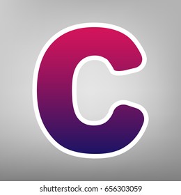 Letter C sign design template element. Vector. Purple gradient icon on white paper at gray background.
