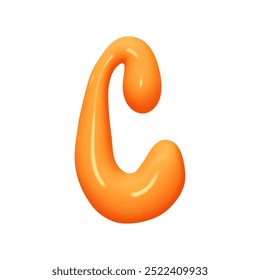 letter C. letter sign orange soft color. Realistic 3d design in cartoon liquid paint style. Isolated on white background. vector illustration