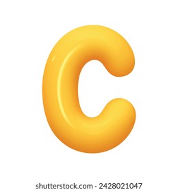 letter C. letter sign yellow color. Realistic 3d design in cartoon balloon style. Isolated on white background. vector illustration