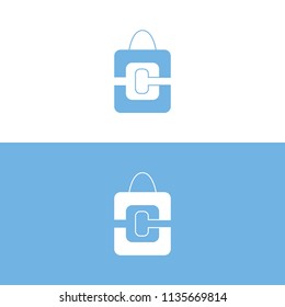 Letter C simple in blue and white