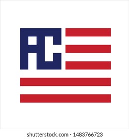 Letter A and C with simple flag symbol. Vector Icon and Logo.