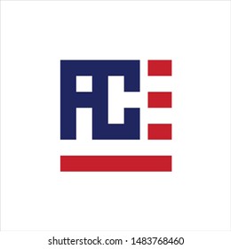 Letter A and C with simple flag symbol. Vector Icon and Logo.
