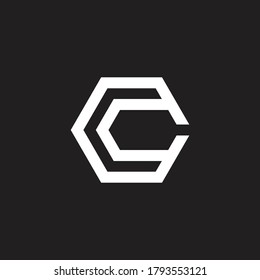 letter c simple geometric hexagonal line logo vector