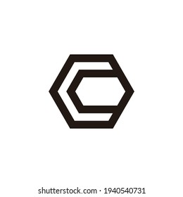 letter c simple geometric hexagonal line logo vector