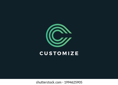 Logo de negocios de líneas simples y mínimas de la Carta C