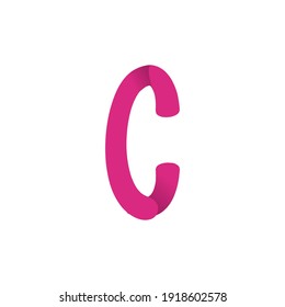 Letter C simple pink with shadow Gradient