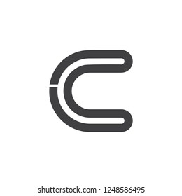 letter c simple stripes linear logo vector