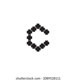 letter C simple symbol logo vector pieces
