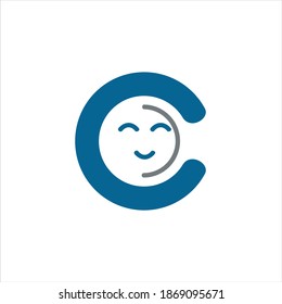 Carta C Sonrisa diversión resumen logo comercial moderno creativo