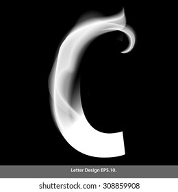 Letter C with smoke waves. Vector illustration. You can easily change the background color without having to do with character and smoke.
