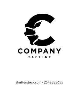 Letra C Snake Ícone de logotipo vetor