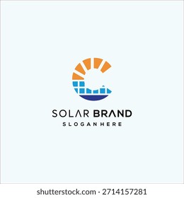 Letter C Solar Logo Design Vector Template